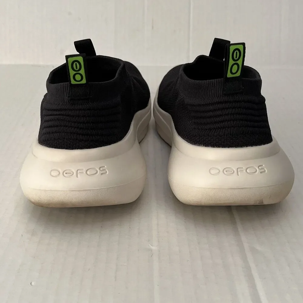 Oofos Oomy Zen Mens Sz 12 Black White Slip On Recovery Shoes Lightweight Comfort